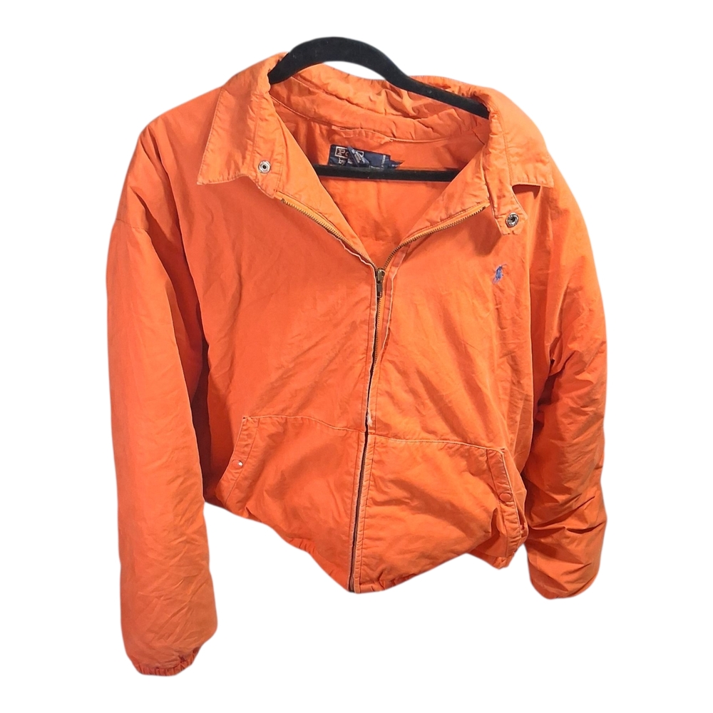 Ralph Lauren Orange Bomber Jacket Lightweight Down Puffer Z